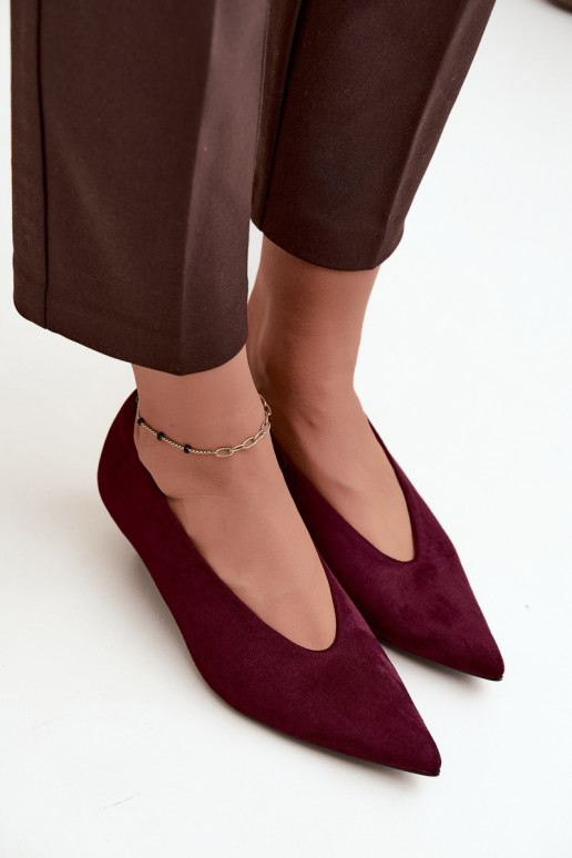 Sapatos de camurça bordô com Kitten Heel Nuretta