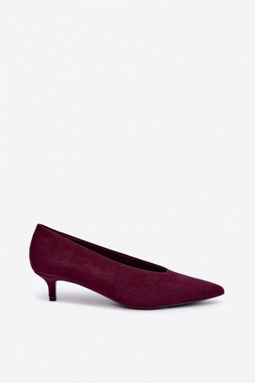Sapatos de camurça bordô com Kitten Heel Nuretta