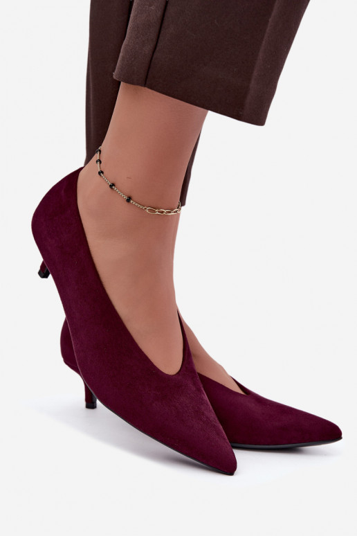 Sapatos de camurça bordô com Kitten Heel Nuretta