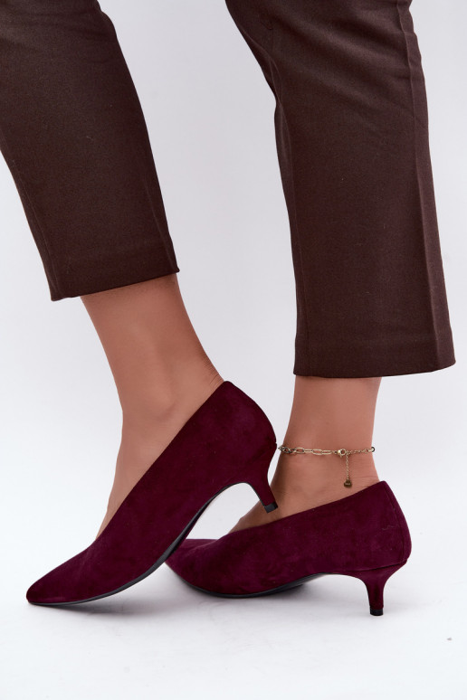 Sapatos de camurça bordô com Kitten Heel Nuretta