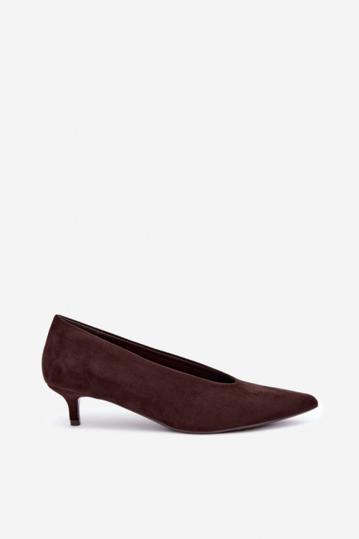 Sapatos de camurça cor chocolate com Kitten Heel Nuretta