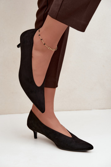 Sapatos de camurça Kitten Heel cor preta Nuretta