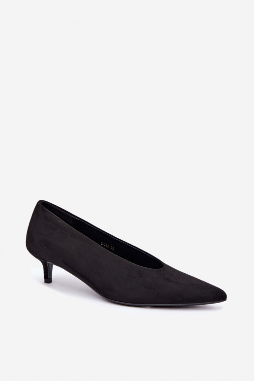 Sapatos de camurça pretos com Kitten Heel Nuretta