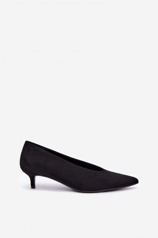 Sapatos de camurça pretos com Kitten Heel Nuretta