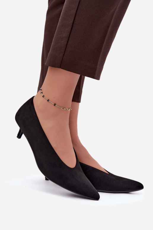 Sapatos de camurça pretos com Kitten Heel Nuretta