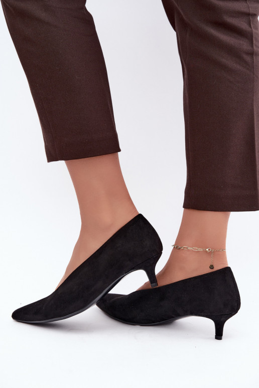Sapatos de camurça pretos com Kitten Heel Nuretta