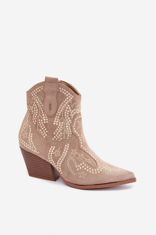 Botins de estilo cowboy em dourado com enfeites na cor areia Selden