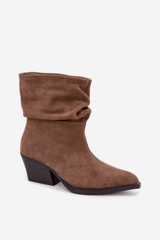 Botins de camurça natural com rugas e saltos na cor castanha Merrin