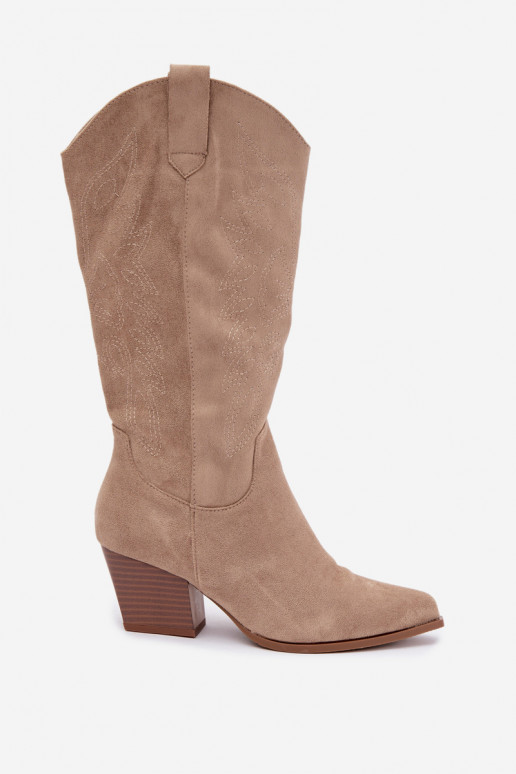 Botas longas de estilo cowboy com saltos na cor caqui Hartley