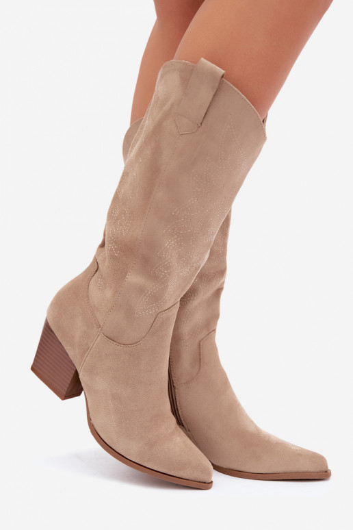 Botas longas de estilo cowboy com saltos na cor caqui Hartley