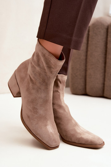 Botas femininas com salto Typu Klocek cor cáqui Rosley 2