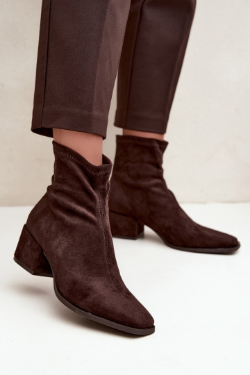 Botas femininas com salto Typu Klocek CzekoladoParae Rosley