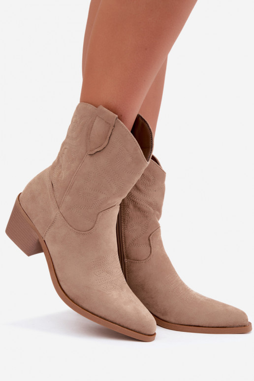 botas estilo coParaboy com salto aquecimento bege Corlie