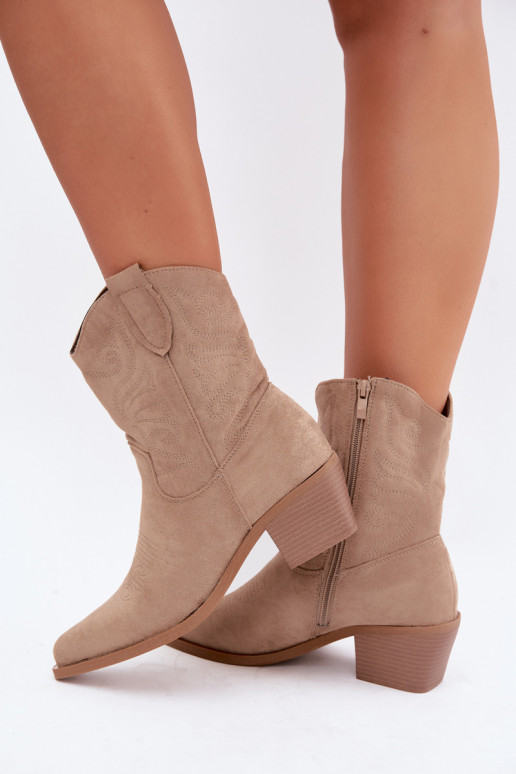 botas estilo coParaboy com salto aquecimento bege Corlie