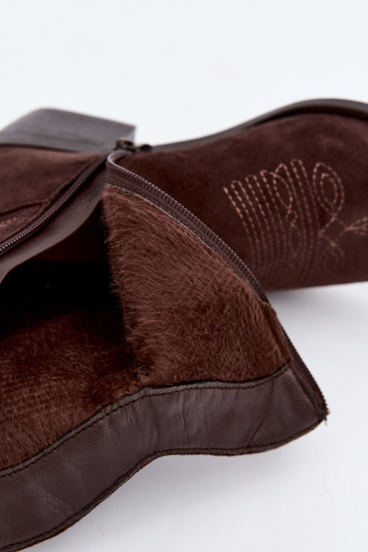 botins de estilo cowboy forrados com salto na cor chocolate Corlie