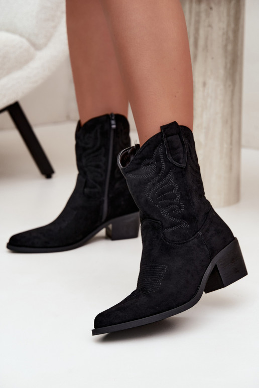 botas estilo coParaboy com salto aquecimento cor preta Corlie