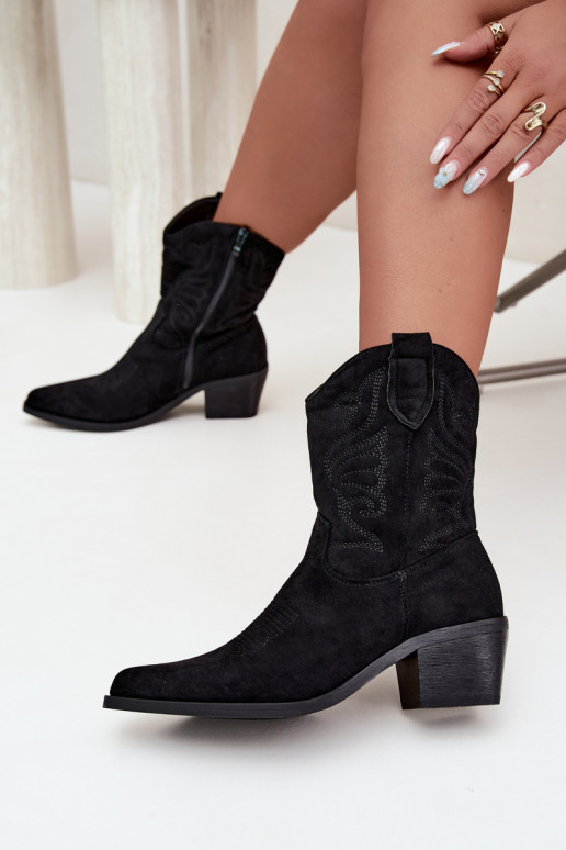 botas estilo coParaboy com salto aquecimento cor preta Corlie