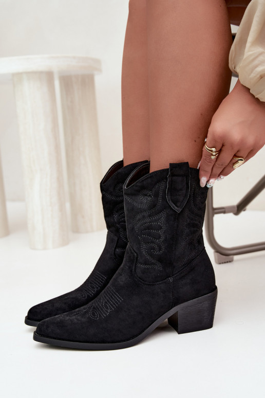 botas estilo coParaboy com salto aquecimento cor preta Corlie