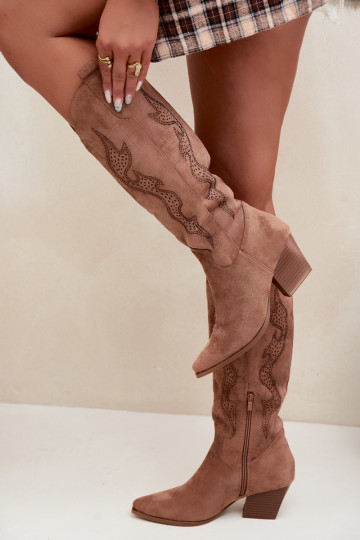 botas estilo vaqueiro Feminino Com decoração Obcas Słupek cor marrom Greyla 2