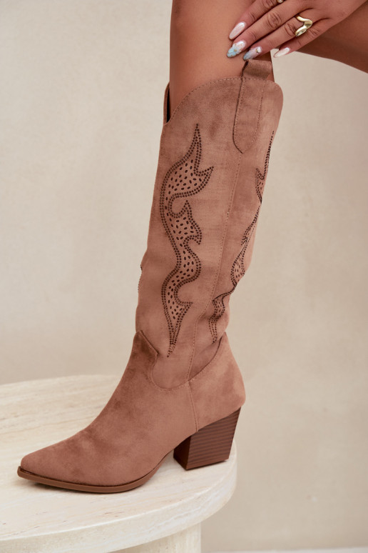botas estilo vaqueiro Feminino Com decoração Obcas Słupek cor marrom Greyla