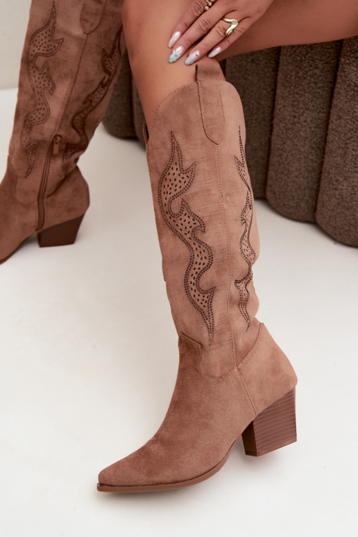 botas estilo vaqueiro Feminino Com decoração Obcas Słupek cor marrom Greyla
