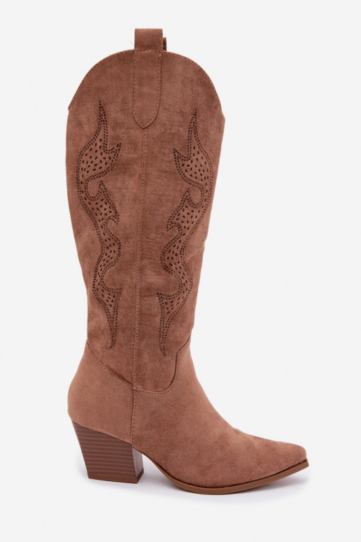 botas estilo vaqueiro Feminino Com decoração Obcas Słupek cor marrom Greyla