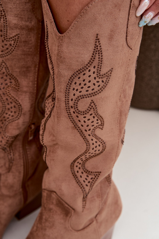 botas estilo vaqueiro Feminino Com decoração Obcas Słupek cor marrom Greyla