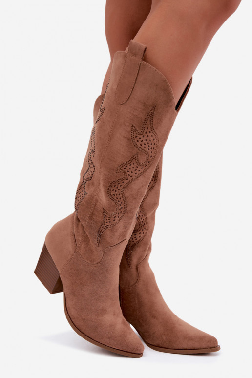 botas estilo vaqueiro Feminino Com decoração Obcas Słupek cor marrom Greyla