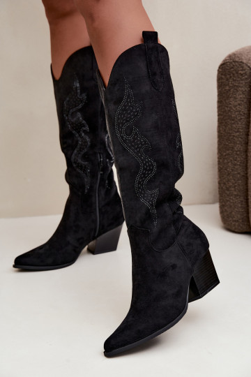 botas estilo vaqueiro Feminino Com decoração Obcas Słupek cor preta Greyla