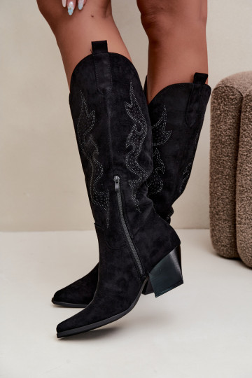 botas estilo vaqueiro Feminino Com decoração Obcas Słupek cor preta Greyla 2