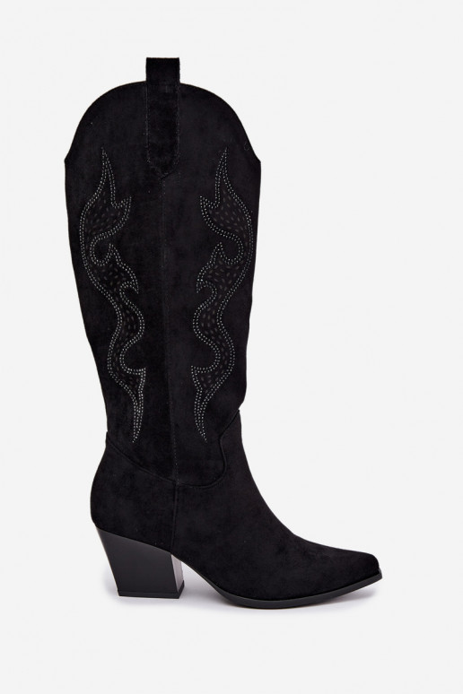 botas estilo vaqueiro Feminino Com decoração Obcas Słupek cor preta Greyla