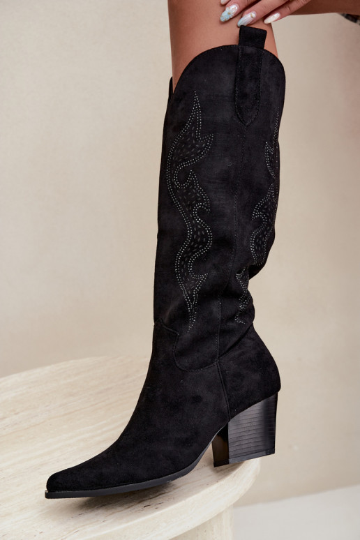 botas estilo vaqueiro Feminino Com decoração Obcas Słupek cor preta Greyla