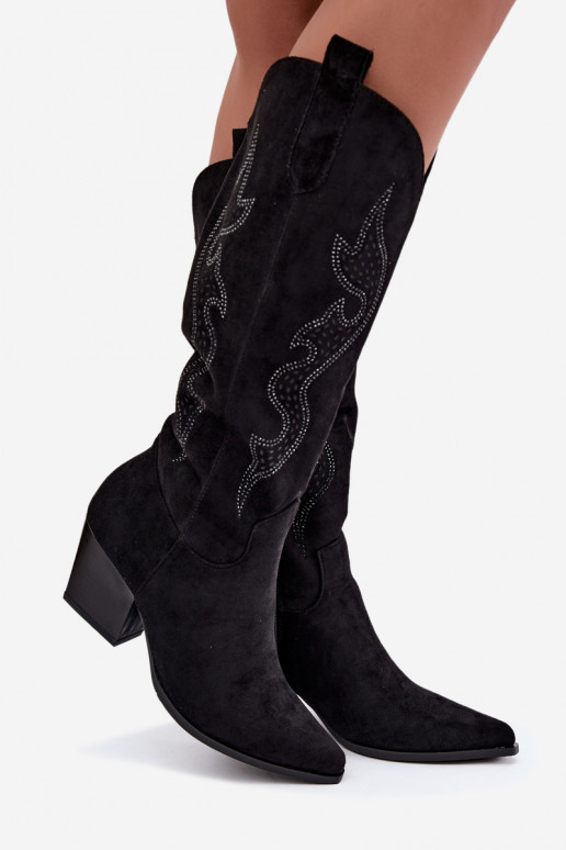 botas estilo vaqueiro Feminino Com decoração Obcas Słupek cor preta Greyla