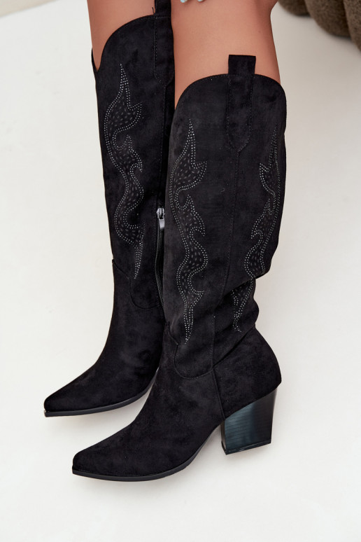 botas estilo vaqueiro Feminino Com decoração Obcas Słupek cor preta Greyla