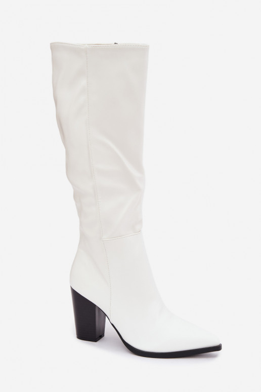 botas longas forradas de pele sintética com cano branco Drelia