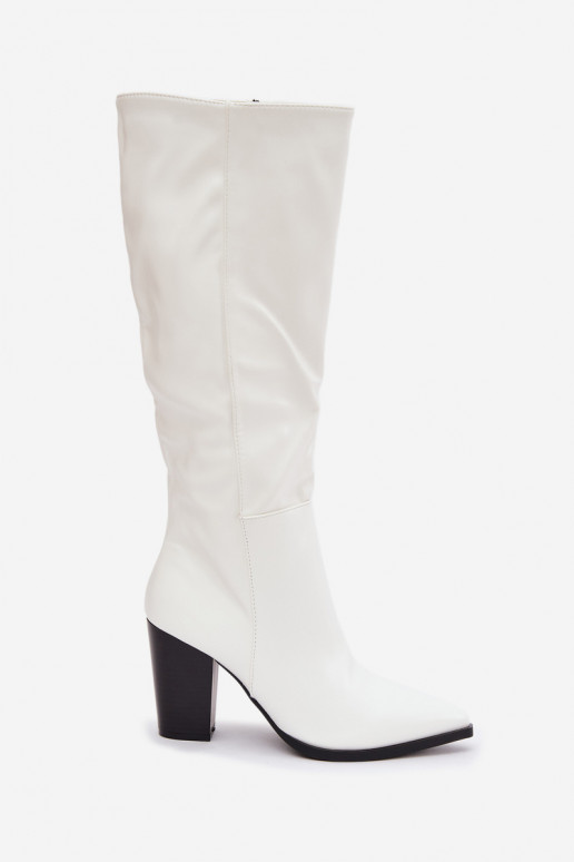 botas longas forradas de pele sintética com cano branco Drelia