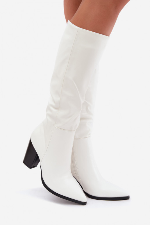 botas longas forradas de pele sintética com cano branco Drelia