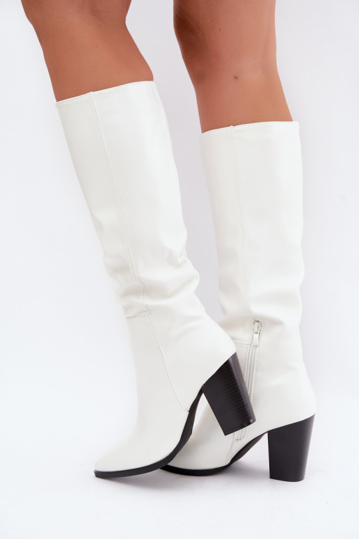 botas longas forradas de pele sintética com cano branco Drelia