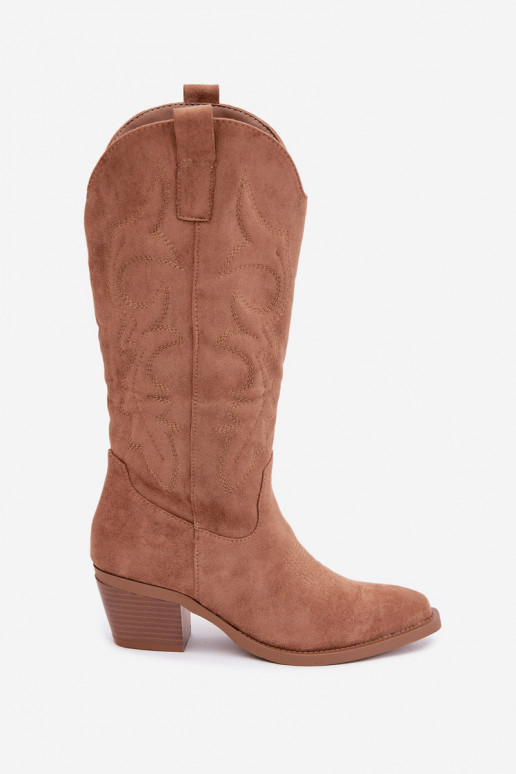 botas de estilo cowboy longas com salto na cor castanha INesly