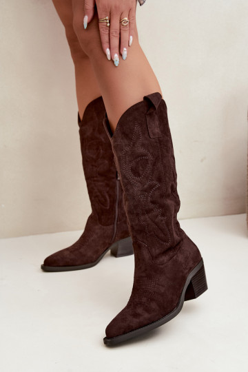 botas estilo vaqueiro Feminino com salto CzekoladoParae EMesly