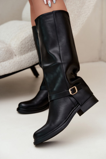 aquecimento botas femininas com fivelas cor preta Elland 2