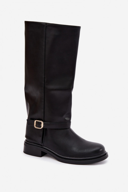 aquecimento botas femininas com fivelas cor preta Elland