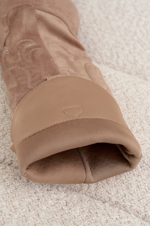 botas estilo vaqueiro Feminino com salto bege Glenor