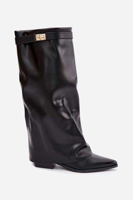 botas femininasEMyParainiętą CholeParaką De salto baixo Eko Pele cor preta Gisellea