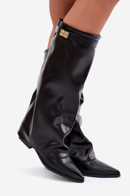 botas femininasEMyParainiętą CholeParaką De salto baixo Eko Pele cor preta Gisellea