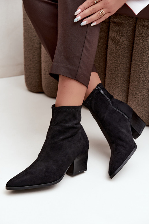 Botas femininas Habilitado Ściętym Obcasie Registro Casal o castelo cor preta Atina