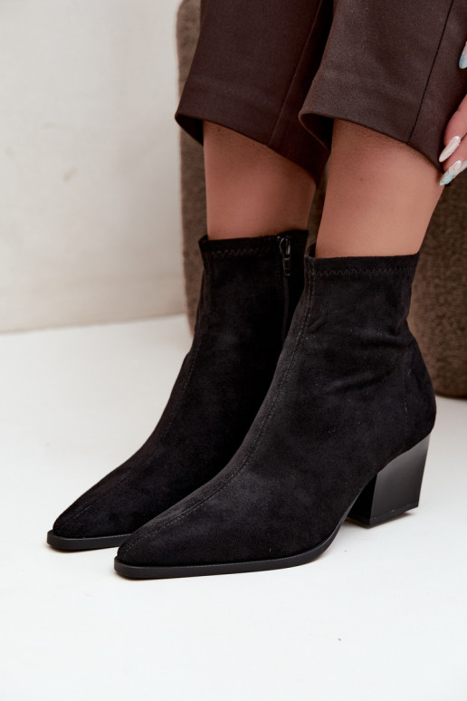 Botas femininas Habilitado Ściętym Obcasie Registro Casal o castelo cor preta Atina