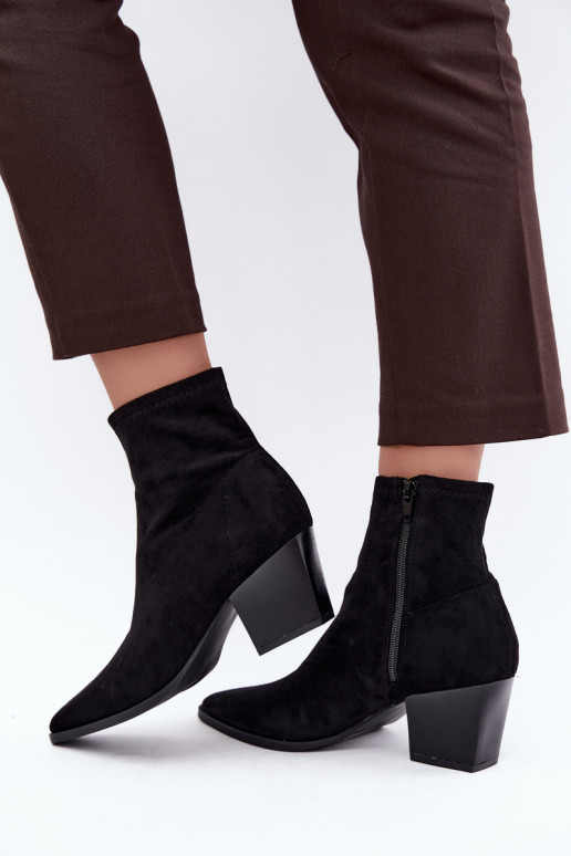 Botas femininas Habilitado Ściętym Obcasie Registro Casal o castelo cor preta Atina