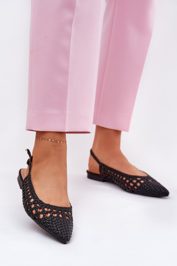 ballet flats com saltos largos em preto