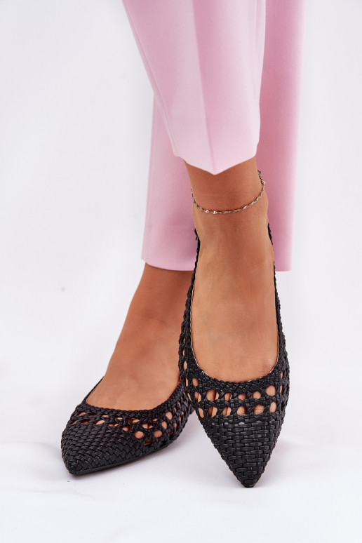 ballet flats com saltos largos em preto